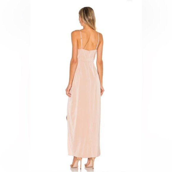NBD Revolve Lila Champagne Satin Gown Side Slit Maxi Dress Womens Size Small NWT - Picture 15 of 16